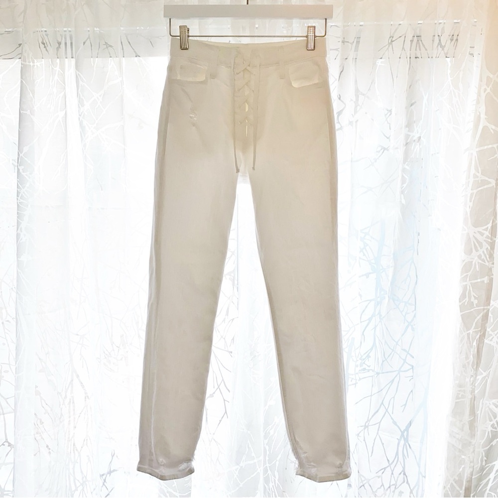 MOTHER SUPERIOR WHITE LACE UP FLY DAZZLER ANKLE CHEW HIGH WAIST SKINNY JEANS - Picture 3 of 12